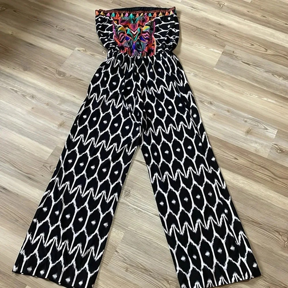 Trina Turk X INC International Concepts Tribal Print strapless Jumpsuit Size S - Picture 11 of 12